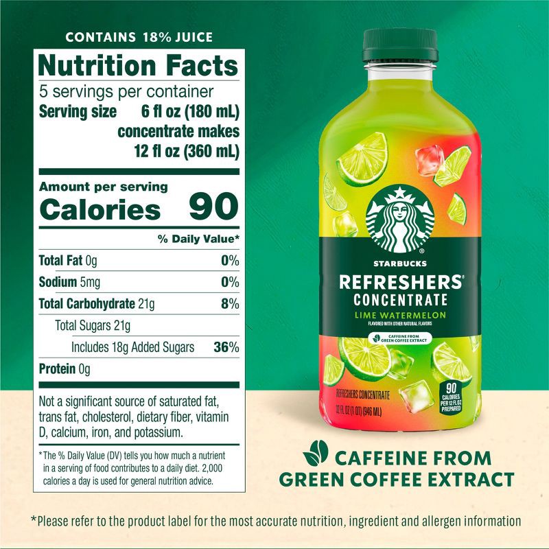 slide 2 of 10, Starbucks Refreshers Lime Watermelon Concentrate - 32 fl oz, 32 fl oz