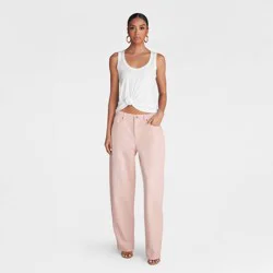 KBB by KAHLANA Women's Mid-Rise Barrel Leg 'The Kahlana Jean' - Light Pink 2