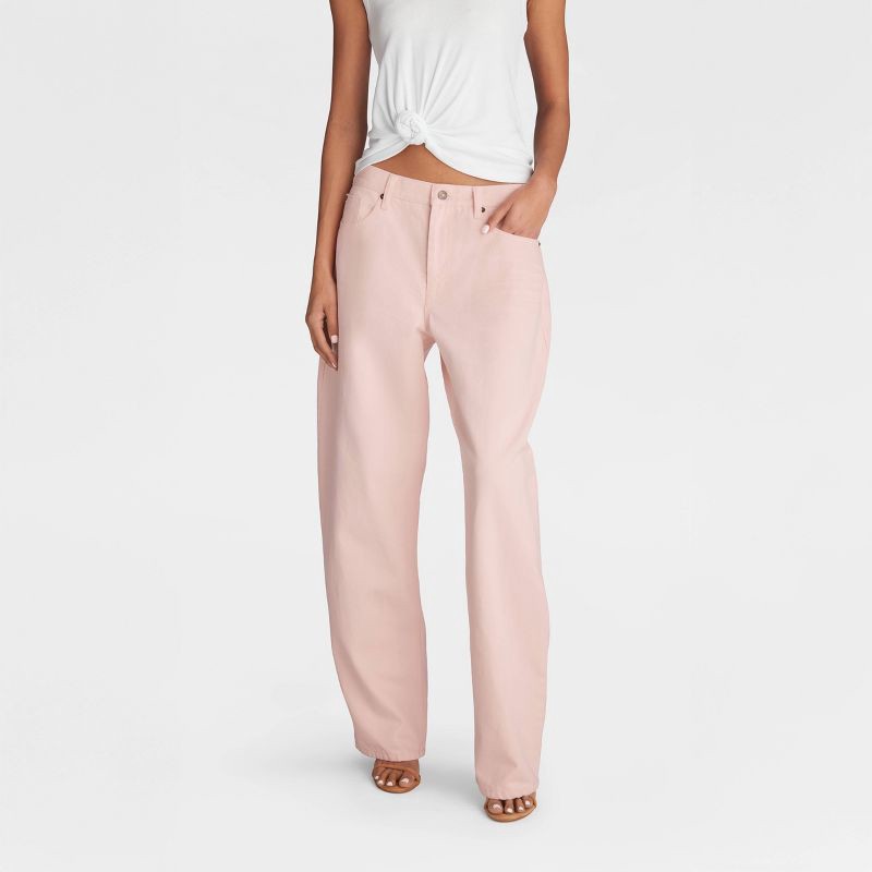 slide 1 of 3, KBB by KAHLANA Women's Mid-Rise Barrel Leg 'The Kahlana Jean' - Light Pink 16, 1 ct