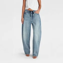 KBB by KAHLANA Women's Mid-Rise Barrel Leg 'The Lynnox Jean' - Blue Denim 14