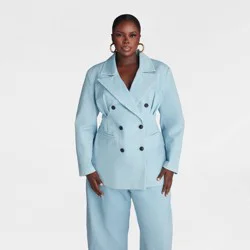 KBB by KAHLANA Women's 'The Corset Denim Blazer' - Medium Wash XXL