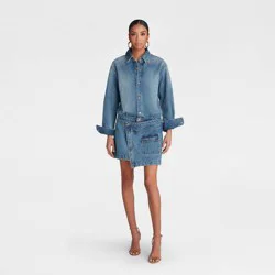 KBB by KAHLANA Women's Long Sleeve 'The Asymm Denim Dress' - Medium Wash XS