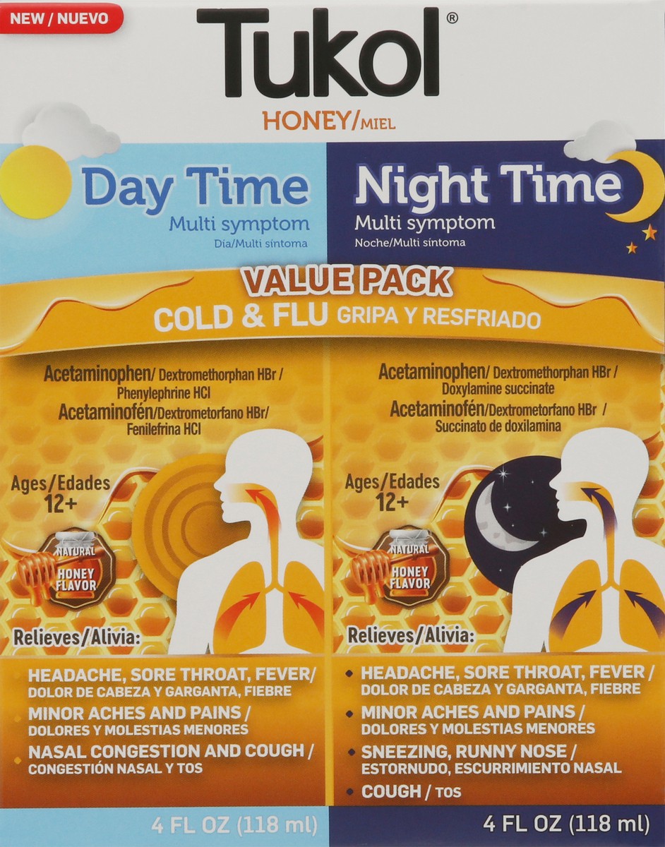 slide 7 of 13, Tukol Multi-Symptom Day Time Night Time Cold & Flu Value Pack 2 ea, 2 ct