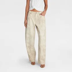 KBB by KAHLANA Women's Mid-Rise Barrel Leg 'The Kahlana Jean' - Gray Snakeskin 00