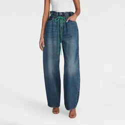 KBB by KAHLANA Women's Barrel Leg 'The Paper Bag Jean' - Dark Wash 00