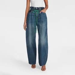 KBB by KAHLANA Women's Barrel Leg 'The Paper Bag Jean' - Dark Wash 00