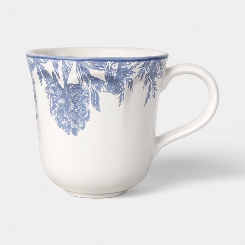 slide 1 of 3, Stoneware Legacy Heirloom Mug Blue Floral Toile - Threshold™, 1 ct