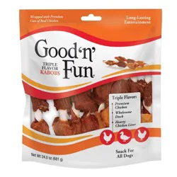 Good 'n' Fun Chicken Flavor Kabobs Rawhide Dog Treats - 24oz/36ct