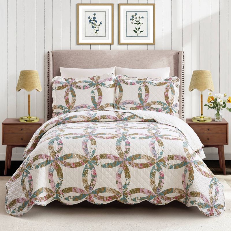 slide 1 of 6, Modern Heirloom 3pc King Dahila Chain Quilt Bedding Set, 3 ct