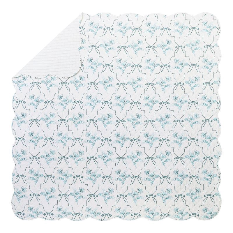 slide 3 of 6, Modern Heirloom 3pc King Floral Frames Quilt Bedding Set Blue, 3 ct