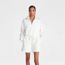 KBB by KAHLANA Women's Pullover 'The Quarter Zip Sweatshirt' - White S