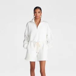 KBB by KAHLANA Women's Pullover 'The Quarter Zip Sweatshirt' - White M