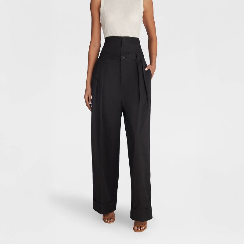 slide 1 of 4, KBB by KAHLANA Women's Baggy Leg 'The Waist Curtain Trouser' - Black XS, 1 ct