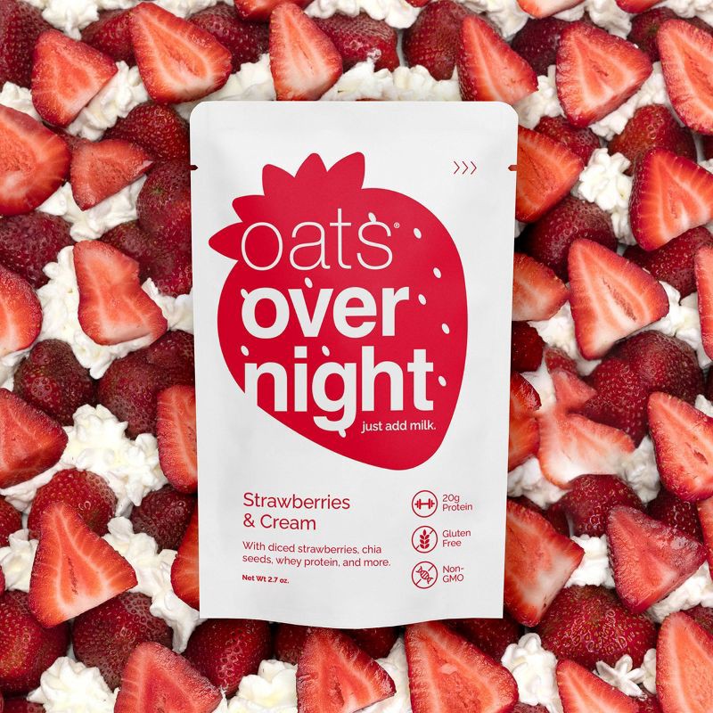 slide 3 of 8, Oats Overnight Strawberries and Breakfast Shake Pouch - 2.7oz, 2.7 oz