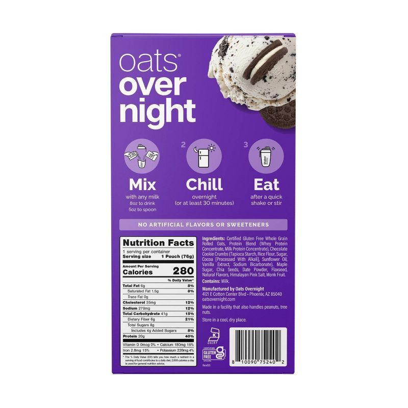 slide 2 of 7, Oats Overnight Cookies and Cream Breakfast Shake Pouch Starter Kit - 7.4oz, 7.4 oz
