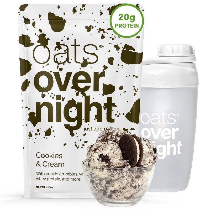 slide 3 of 7, Oats Overnight Cookies and Cream Breakfast Shake Pouch Starter Kit - 7.4oz, 7.4 oz