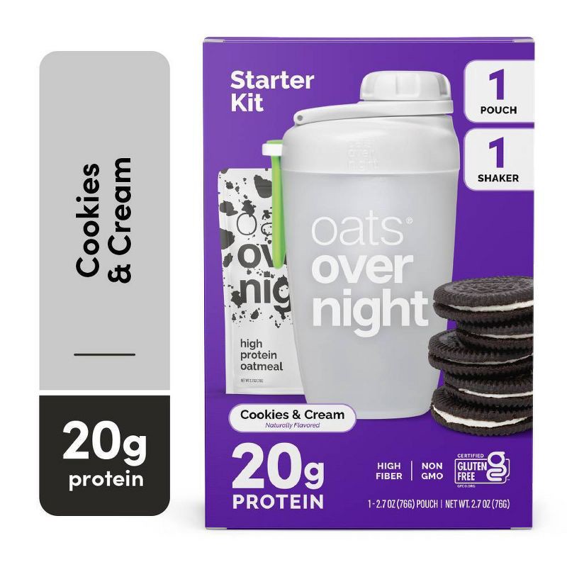 slide 7 of 7, Oats Overnight Cookies and Cream Breakfast Shake Pouch Starter Kit - 7.4oz, 7.4 oz