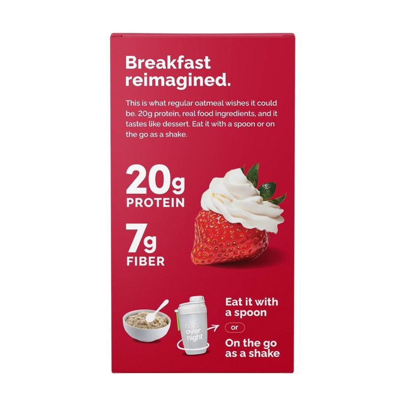 slide 7 of 8, Oats Overnight Strawberries and Cream Breakfast Shake Pouch - 7.9oz/3ct, 7.9 oz, 3 ct