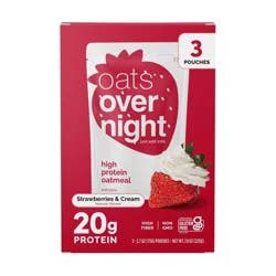 Oats Overnight Strawberries and Cream Breakfast Shake Pouch - 7.9oz/3ct