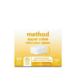 Method Super Shine Dishwasher Tablets Powered by Enzymes Coastal Citrus - 24pk: Box, Multi-Surface
