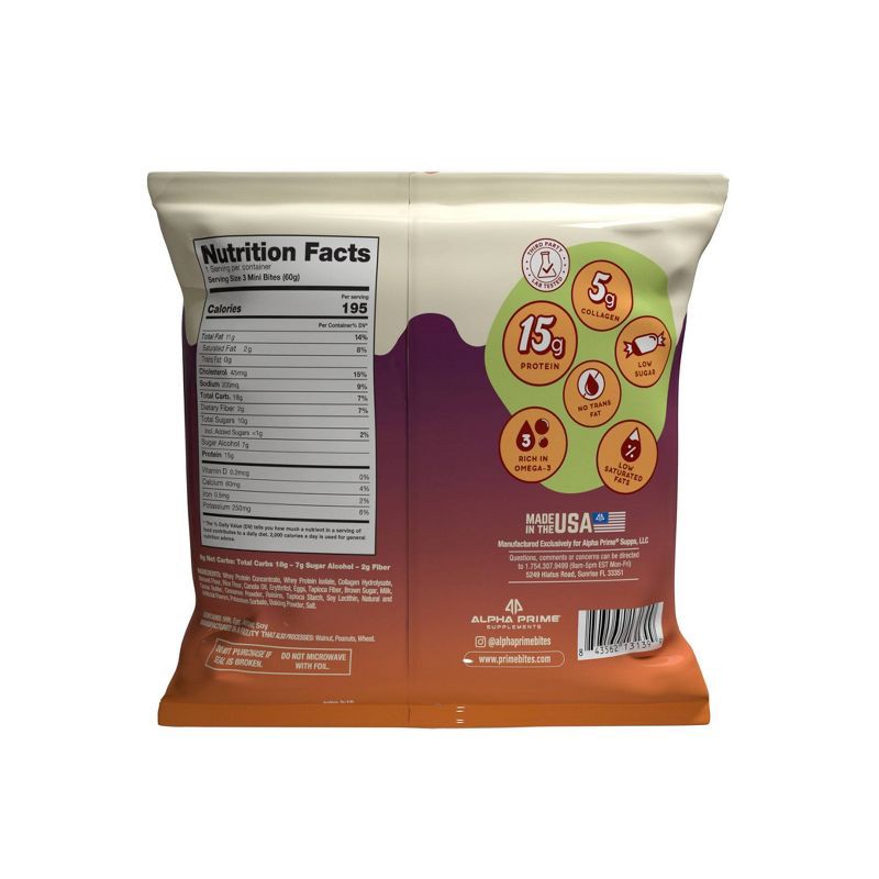 slide 2 of 6, Prime Bites Apple Cinnamon Raisin Protein Mini Muffins - 15g Protein - 2.12oz, 15 gram, 2.12 oz