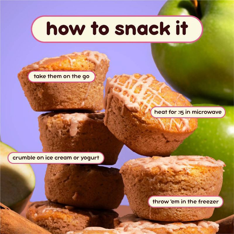 slide 4 of 6, Prime Bites Apple Cinnamon Raisin Protein Mini Muffins - 15g Protein - 2.12oz, 15 gram, 2.12 oz