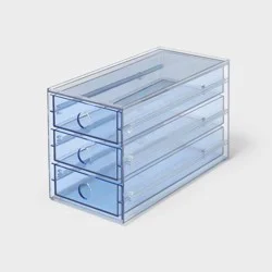 Plastic 3 Drawer Makeup Storage Blue - Brightroom™