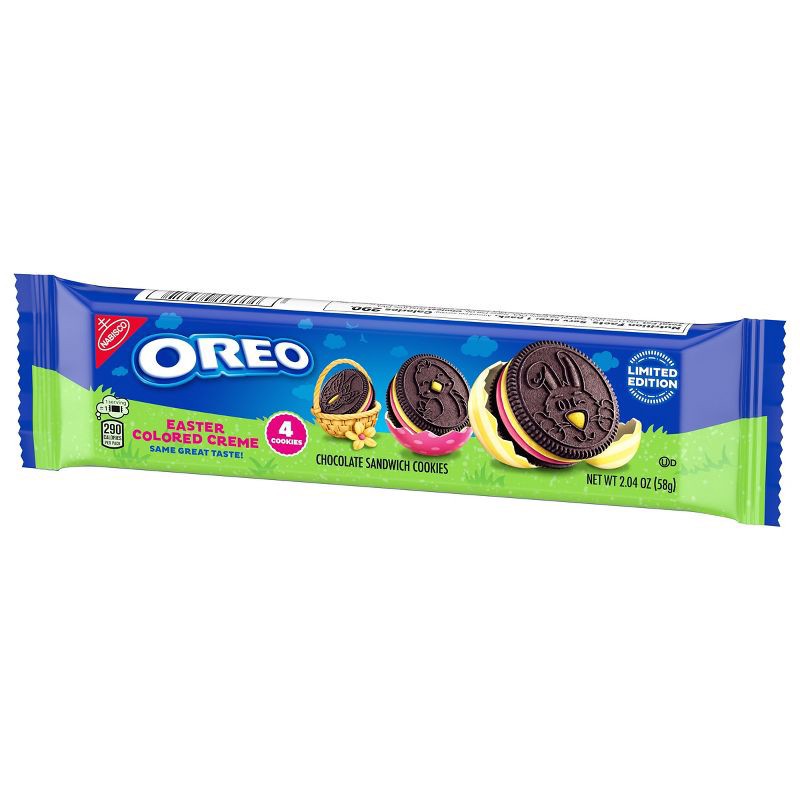 slide 5 of 9, Oreo Pink and Yellow Creme Chocolate Sandwich Limited Edition Easter King Size Cookies - 2.04oz, 2.04 oz