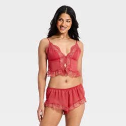Women's Heirloom Lace Tap Set - Auden™ Berry Red L