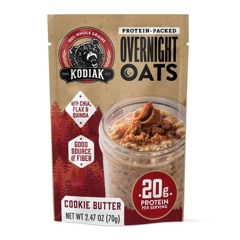slide 1 of 7, Kodiak Cakes Protein-Packed Cookie Butter Overnight Oats - 2.47oz, 2.47 oz