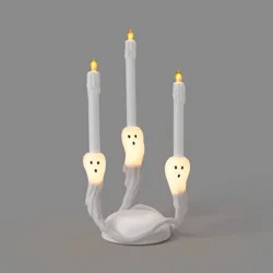 14" Classic Lit Candelabra Candle with Timer and Ghost Face Decorative Prop - Hyde and EEK! Boutique™: Halloween