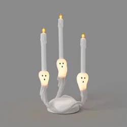 14" Classic Lit Candelabra Candle with Timer and Ghost Face Decorative Prop - Hyde and EEK! Boutique™: Halloween