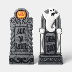 2pk 24" Deja Boo and See Ya Later Tombstones Outdoor Decorative Sculpture - Hyde and EEK! Boutique™: Halloween