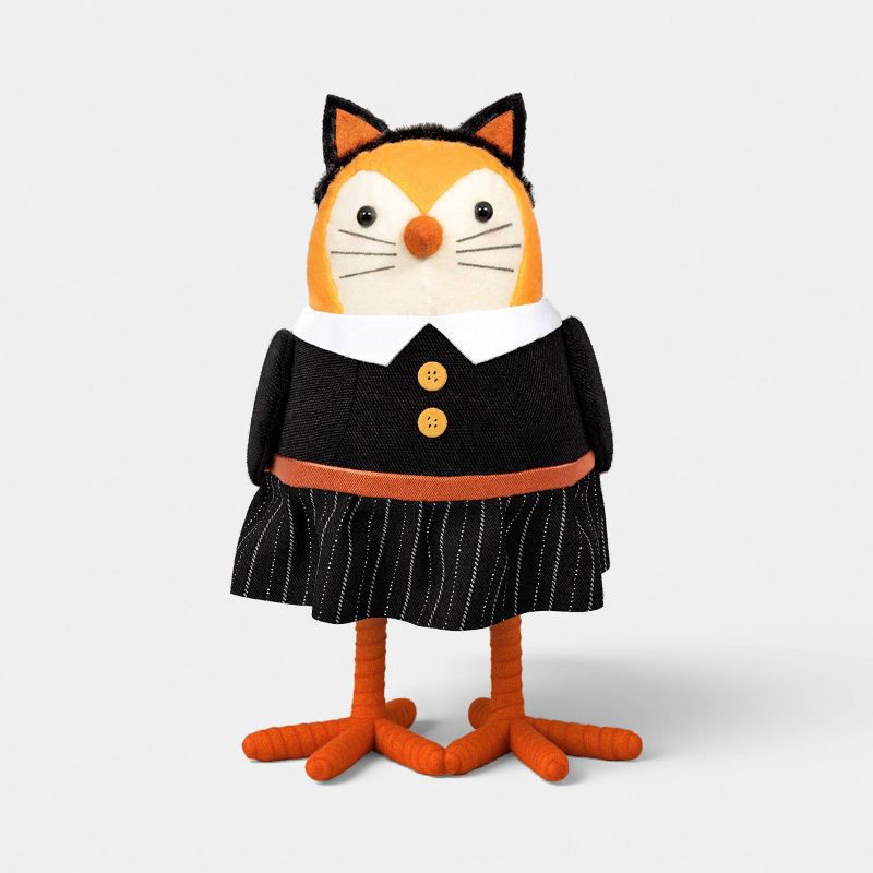 slide 1 of 3, Featherly Friends™ 'Cathy' Cat Ears Fabric Bird Figurine - Hyde and EEK! Boutique™: Halloween, 1 ct