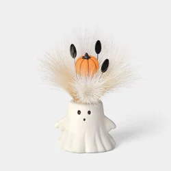 8" Grim Greenery Plastic Ghost Halloween Artificial Pot Planter with Gray Plant - Hyde and EEK! Boutique™