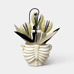 12.5" Grim Greenery Plastic Rib Cage Bones Halloween Artificial Pot Planter - Hyde and EEK! Boutique™