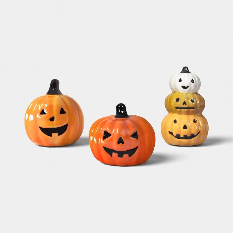 slide 1 of 3, 3pc Shiny Ceramic Jacks Decorative Accent Set - Hyde and EEK! Boutique™: Halloween, 3 ct