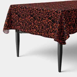 60"x84" Spider Web Peva Tablecloth Orange - Hyde and EEK! Boutique™: Halloween
