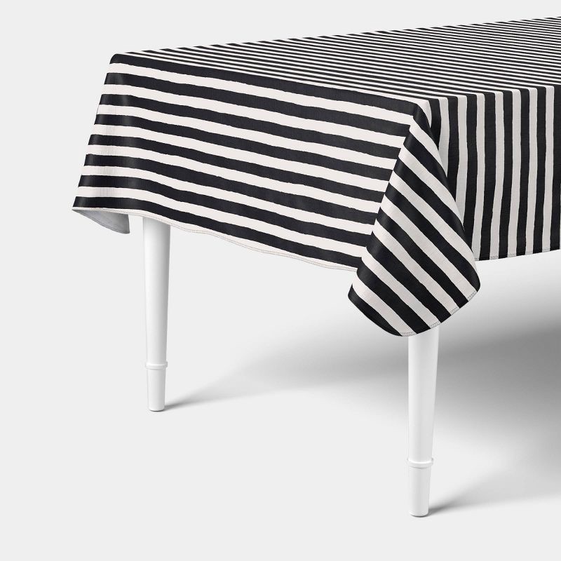 slide 1 of 3, 60"x84" Striped Peva Tablecloth with Black and White Awning - Hyde and EEK! Boutique™: Halloween, 1 ct