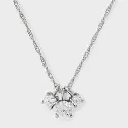 CZ Drop Pendant Necklace - A New Day™ Silver
