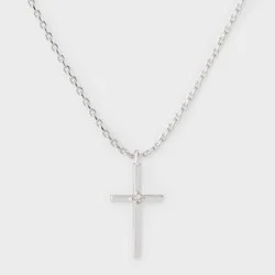 Cross Pendant Necklace - A New Day™ Silver