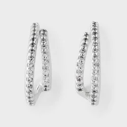 Double Open Hoop Earring - A New Day™ Silver