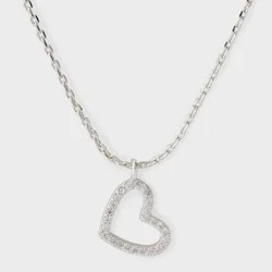 CZ Open Heart Necklace - A New Day™ Silver
