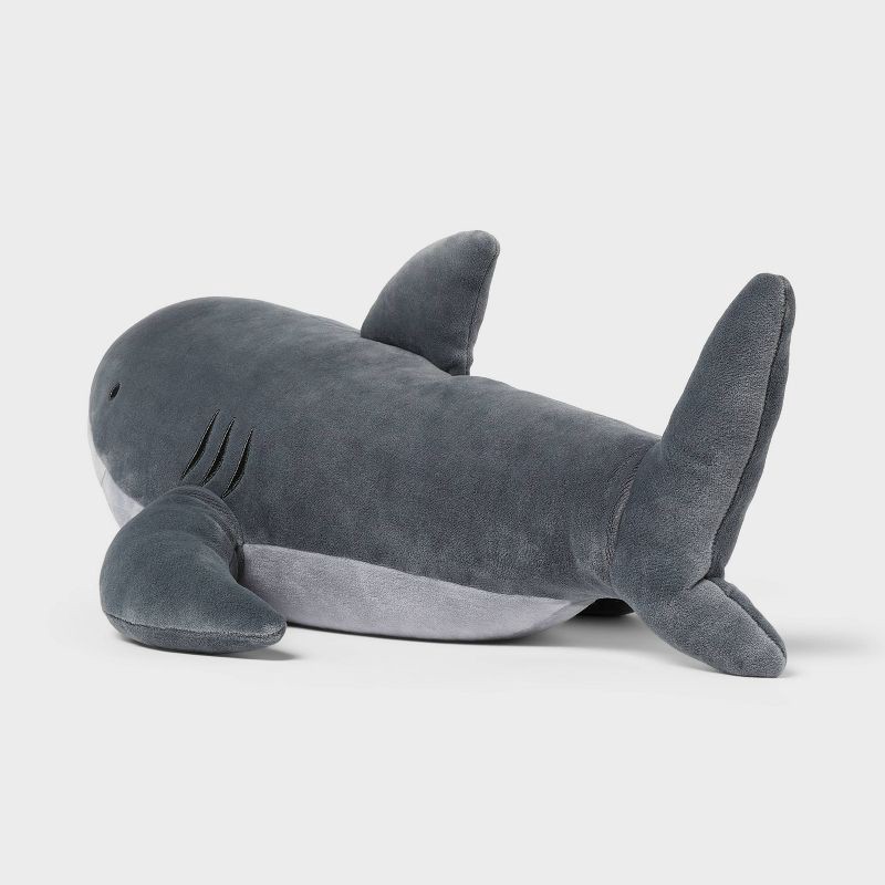 slide 2 of 4, Shark Weighted Plush Kids' Throw Pillow Gray - Pillowfort™, 1 ct