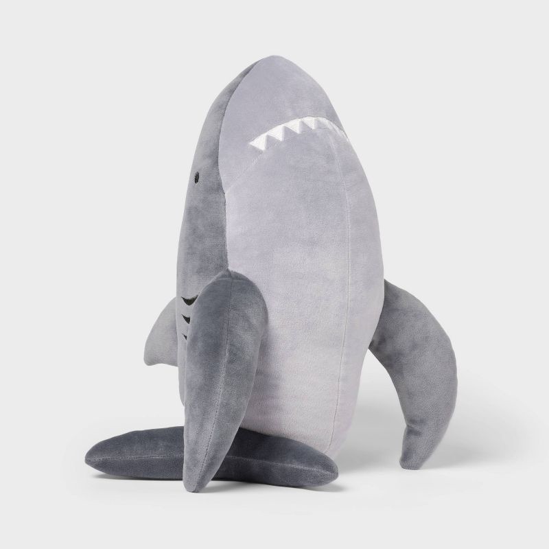 slide 3 of 4, Shark Weighted Plush Kids' Throw Pillow Gray - Pillowfort™, 1 ct