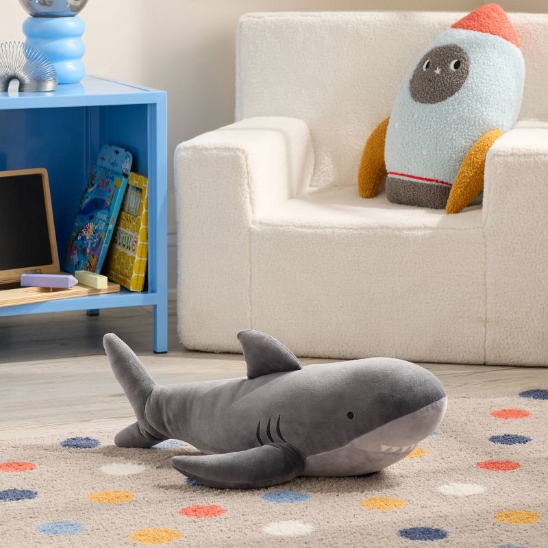 slide 4 of 4, Shark Weighted Plush Kids' Throw Pillow Gray - Pillowfort™, 1 ct