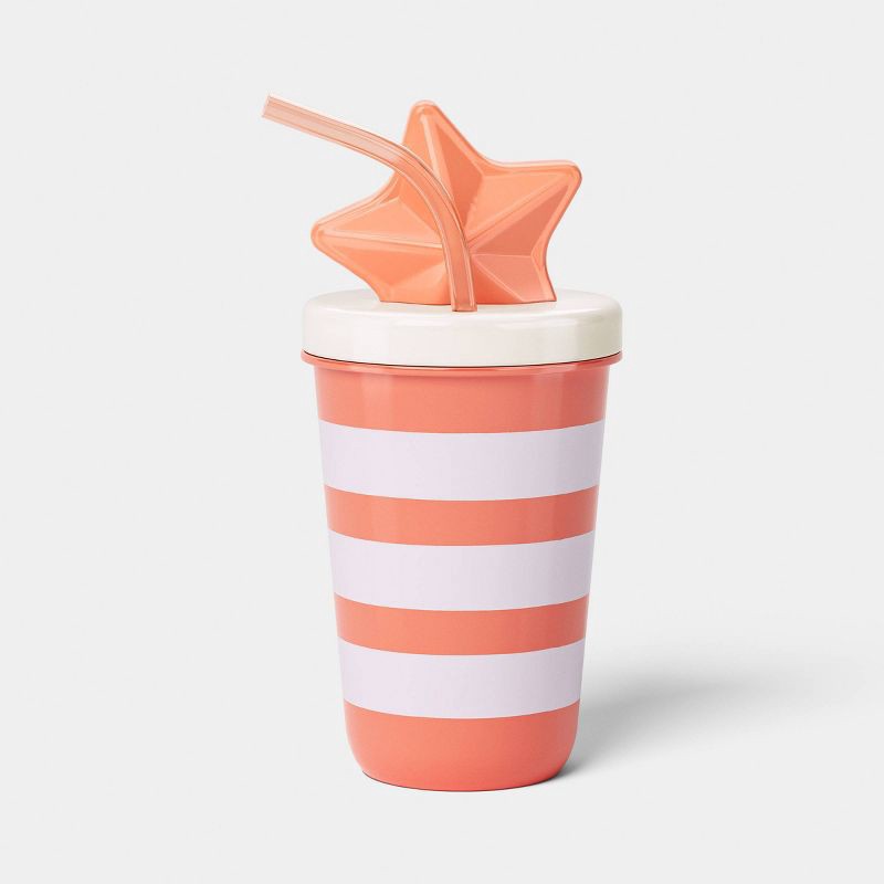 slide 1 of 3, 16 fl oz Striped Figural Star Straw Tumbler Pink - Sun Squad™, 16 fl oz