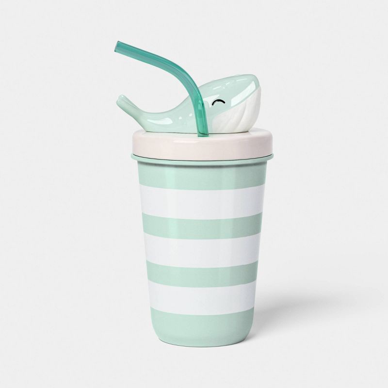 slide 1 of 3, 16 fl oz Striped Figural Whale Straw Tumbler Blue - Sun Squad™, 16 fl oz