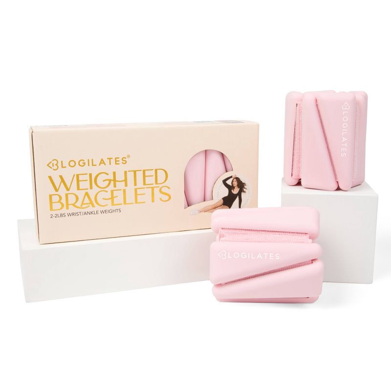 slide 1 of 4, Blogilates Weighted Ankle/Wrist Bracelets - Pink, 1 ct