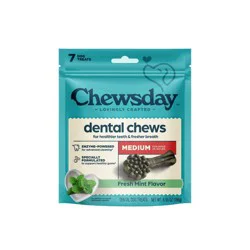 Chewsday Mint Flavor Dental and Hard Chew with Enzyme Dog Treats - 6.55oz/7ct